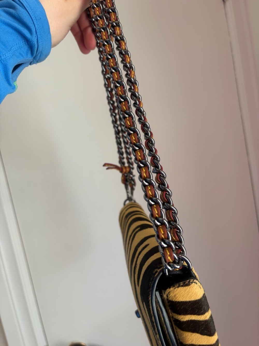 Coach Haircalf Dinky Animal-Print Shoulder Bag in Black and Tan - Picture 12 of 14